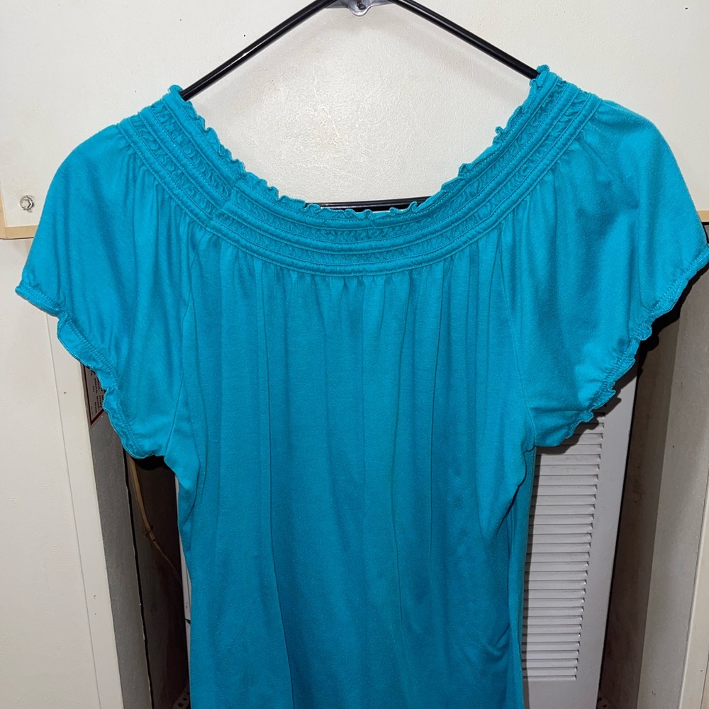 new directions Teal Short-Sleeve Scoop Neck Top